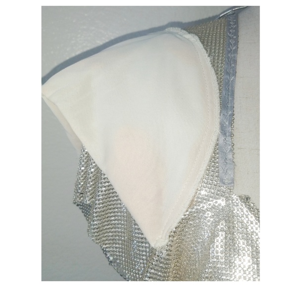 WHITING & DAVIS Silver Chainmail Metal Mesh Top OS - Picture 7 of 8